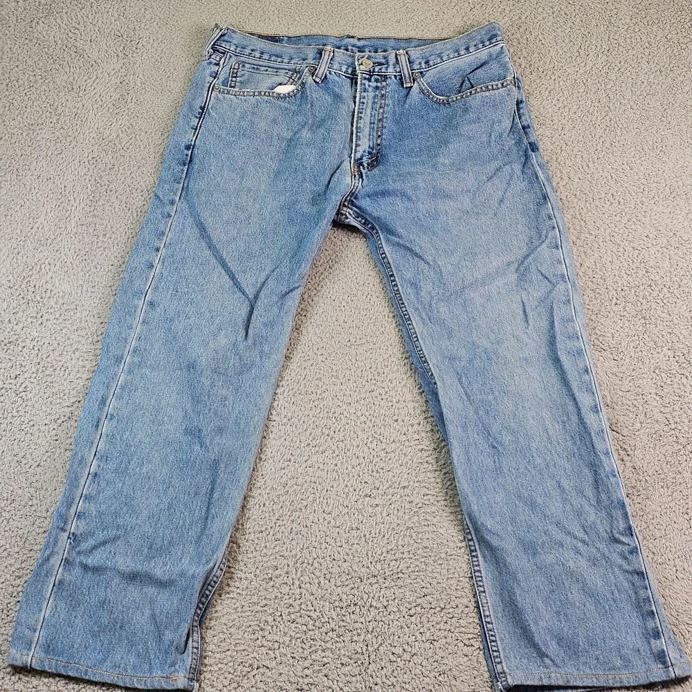 Levis‎ 505 Jeans Mens 32x30 Light Blue Regular Fit Straight Leg Denim Zip Fly
